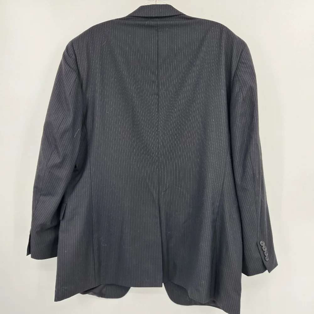 Jos A Bank Pinstripe 3 Button Suit Jacket Mens Size 46L Black